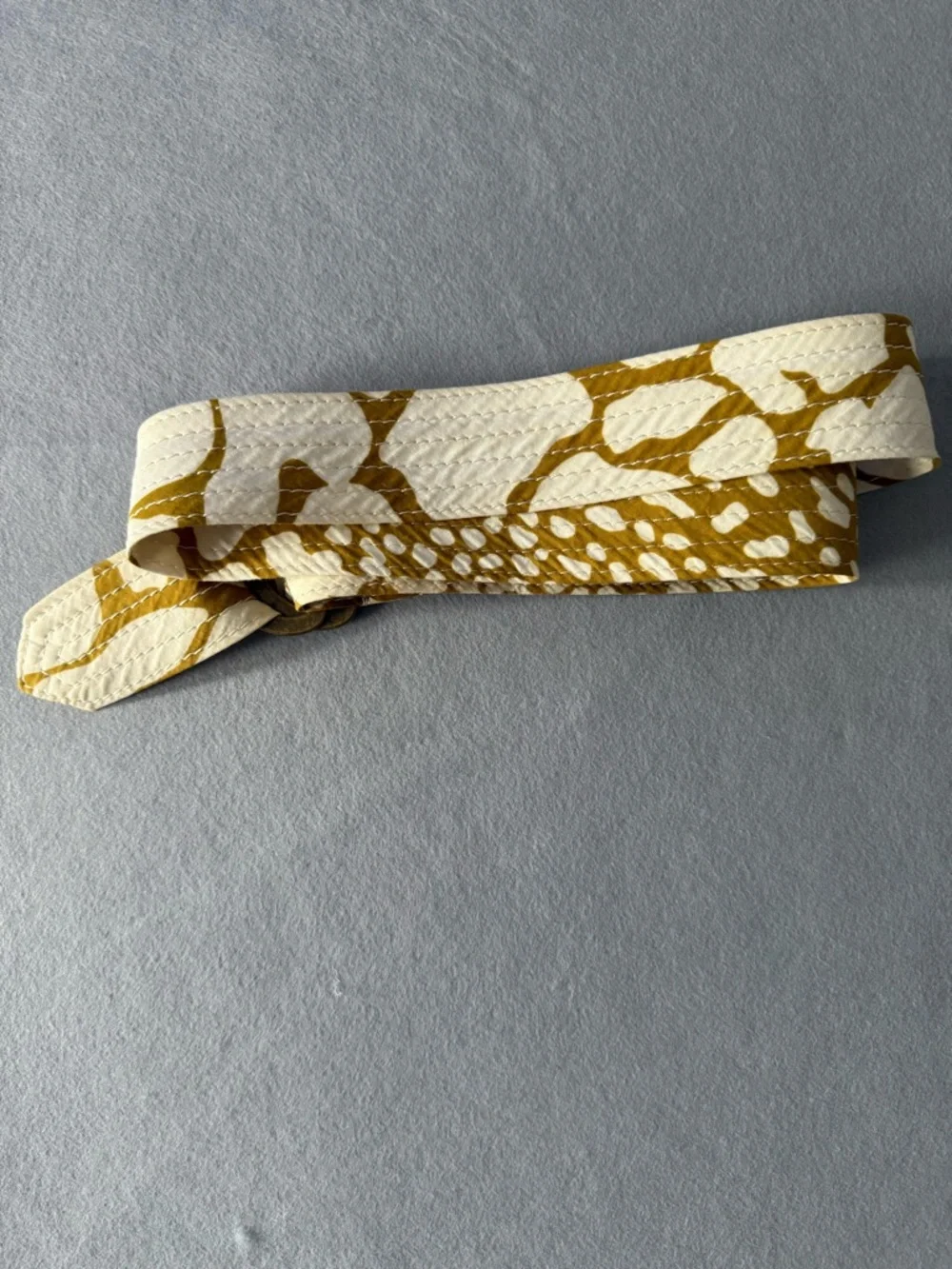J. Crew Tan and White Quilted Cotton Belt with D Ring Buckle Vintage Boho - Picture 6 of 14